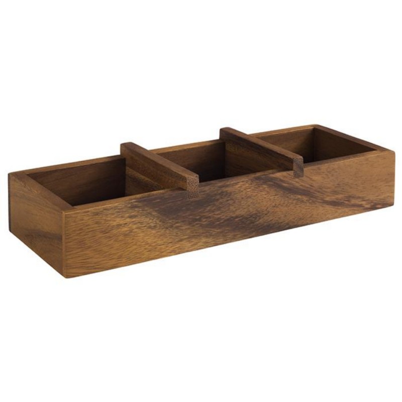 ACACIA WOOD ΚΟΥΤΙ ΞΥΛΙΝΟ 3 ΤΜΗΜ, 23,5 X 8,5 CM, H: 4,5 CM