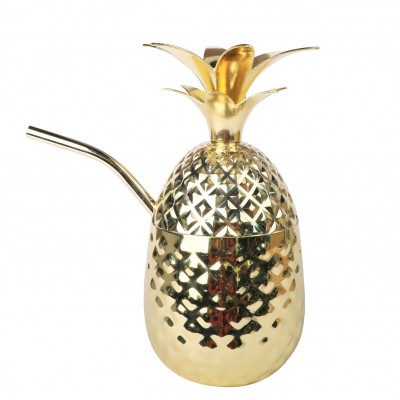 ΠΟΤΗΡΙ PINEAPPLE ΜΕ ΚΑΛΑΜΑΚΙ GOLD FINISH · 45.5 CL · 16OZ., H 19,5CM | Ø 9CM