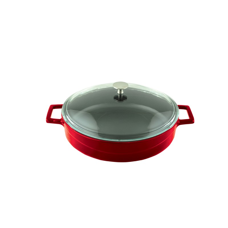LAVA ΚΑΤΣΑΡΟΛΑ ΡΗΧΗ 24CM ΚΟΚΚΙΝΗ ΜΕ ΓΥΑΛ.ΚΑΠΑΚΙ  w:25 cm l: 32 cm h:7,5 cm 2,47 lt