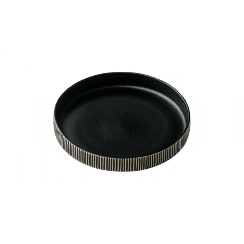 NARA ΠΙΑΤΟ ΣΤΡΟΓΓΥΛΟ ΒΑΘΥ HIGH RIM RELIEF 24CM BLACK/WHITE