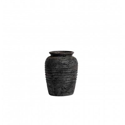 ΒΑΖΟ MELANCHOLIA 30CM H:40CM ΜΕΤΑΛΙΚΟ ΜΑΥΡΟ TERRACOTTA