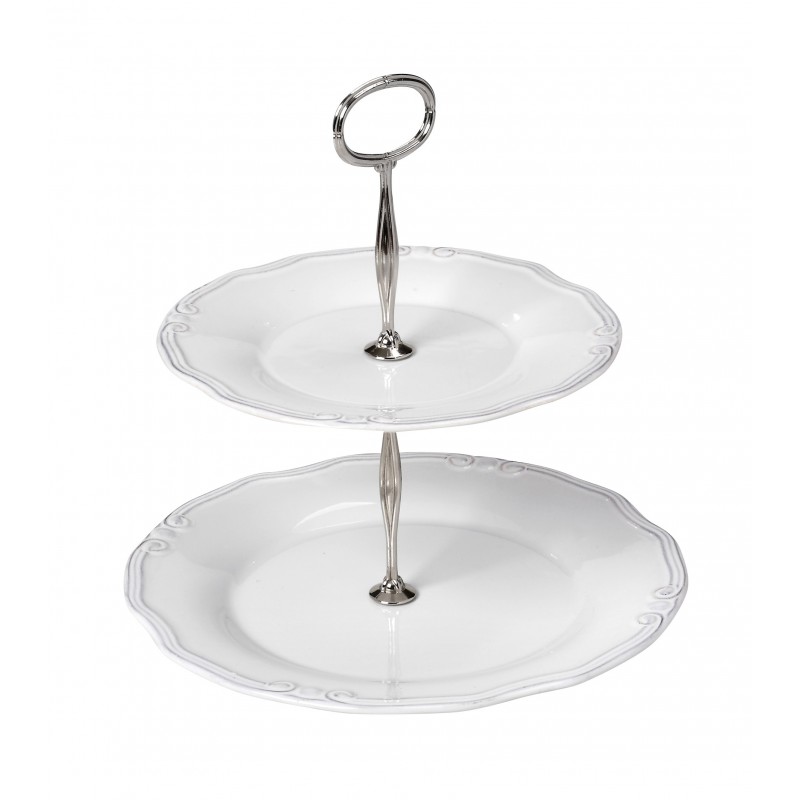 TIFFANY STAND 2 ΠΙΑΤΩΝ 27/21CM ΛΕΥΚΗ